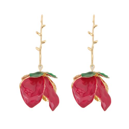 Boucles d'oreilles en alliage de zinc, bijoux de mode & pour femme & émail, 105x40mm, Vendu par paire