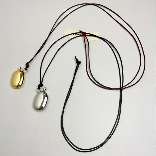 Tibetan Style Sweater Chain Necklace, with leather cord, fashion jewelry & for woman, more colors for choice, 40x23mm, Length:Approx 116 cm, Sold By PC