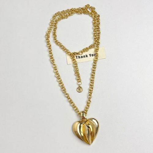 Collier en alliage de zinc Pull, coeur, bijoux de mode & pour femme, doré, Vendu par Environ 81 cm brin