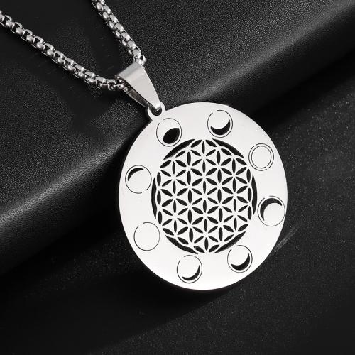 Stainless Steel Jewelry Necklace, 304 Stainless Steel, Round, fashion jewelry & Unisex, original color, 45x35mm, Length:Approx 60 cm, Sold By PC