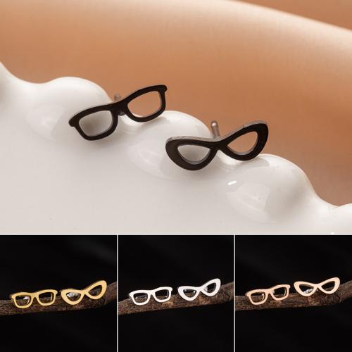 Stainless Steel Stud Earrings 304 Stainless Steel Glasses Vacuum Ion Plating fashion jewelry & for woman Sold By Pair