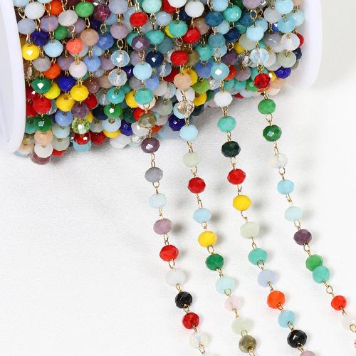 Stainless Steel Ball Chain, Glass, with 304 Stainless Steel, Vacuum Ion Plating, DIY, more colors for choice, 3.60mm, 1m/Bag, Sold By Bag