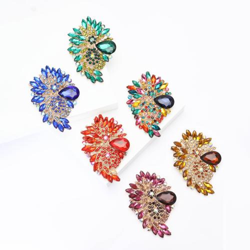 Broches de aleación de zinc, chapado en color dorado, para mujer & con diamantes de imitación, más colores para la opción, libre de níquel, plomo & cadmio, 72x98mm, Vendido por UD