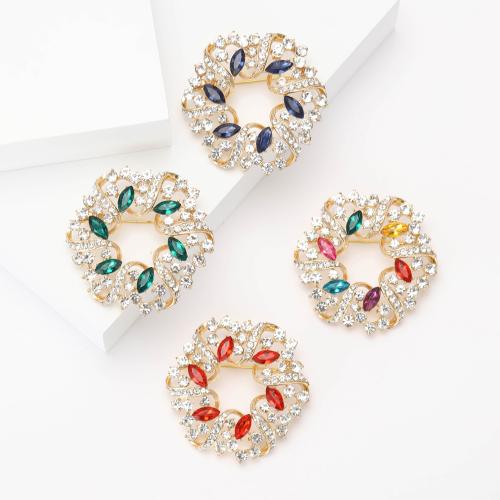 Zinc Alloy Brooches gold color plated for woman & with rhinestone nickel lead & cadmium free Sold By PC