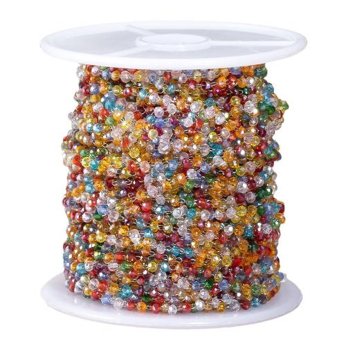 Stainless Steel Ball Chain Glass with 304 Stainless Steel & DIY multi-colored Sold By Bag