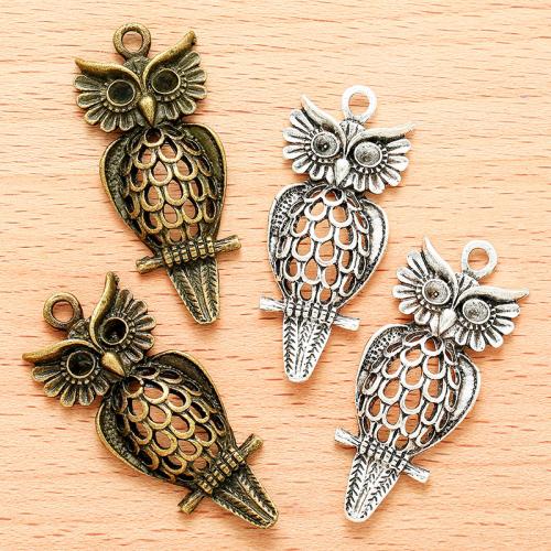 Tibetan Style Animal Pendants, Owl, plated, DIY, more colors for choice, 43x18mm, 100PCs/Bag, Sold By Bag