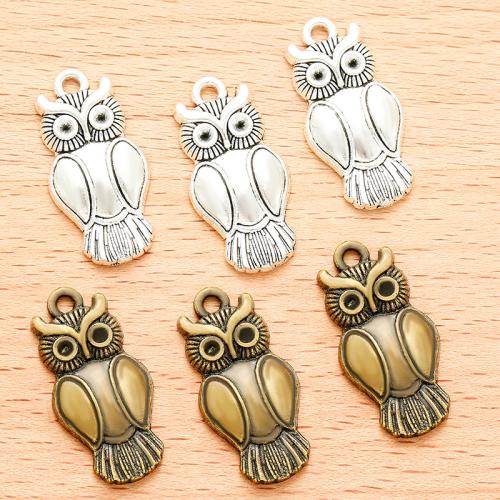 Tibetan Style Animal Pendants, Owl, plated, DIY, more colors for choice, 27x13mm, 100PCs/Bag, Sold By Bag