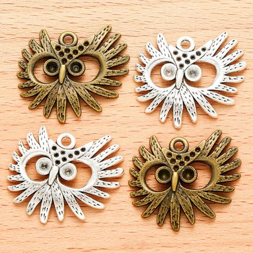 Tibetan Style Animal Pendants, Owl, plated, DIY, more colors for choice, 30x25mm, 100PCs/Bag, Sold By Bag