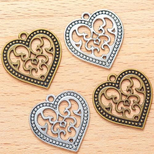 Tibetan Style Heart Pendants, plated, DIY, more colors for choice, 27x26mm, 100PCs/Bag, Sold By Bag