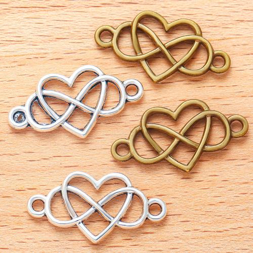 Heart Tibetan Style Connector, plated, DIY & 1/1 loop, more colors for choice, 25x13mm, 100PCs/Bag, Sold By Bag