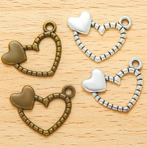 Tibetan Style Heart Pendants, plated, DIY, more colors for choice, 22x17mm, 100PCs/Bag, Sold By Bag