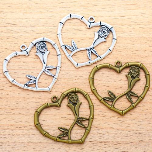 Tibetan Style Heart Pendants, plated, DIY, more colors for choice, 43x38mm, 100PCs/Bag, Sold By Bag