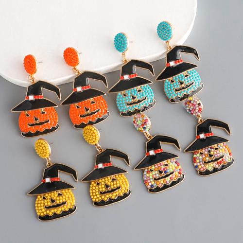 aleación de zinc Pendientes con Colgantes, con Seedbead, chapado en color dorado, Diseño de Halloween & para mujer & esmalte, más colores para la opción, libre de níquel, plomo & cadmio, Vendido por Par