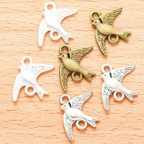 Tibetan Style Animal Pendants, Bird, plated, DIY & 1/1 loop, more colors for choice, 21x17mm, 100PCs/Bag, Sold By Bag