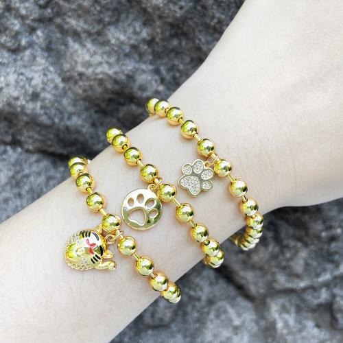 Cúbicos Circonia pulsera Latón Micro pavimenta, metal, con 5cm extender cadena, chapado en color dorado, Joyería & diferentes patrones para la opción & micro arcilla de zirconia cúbica, dorado, libre de níquel, plomo & cadmio, longitud:15.5 cm, Vendido por UD