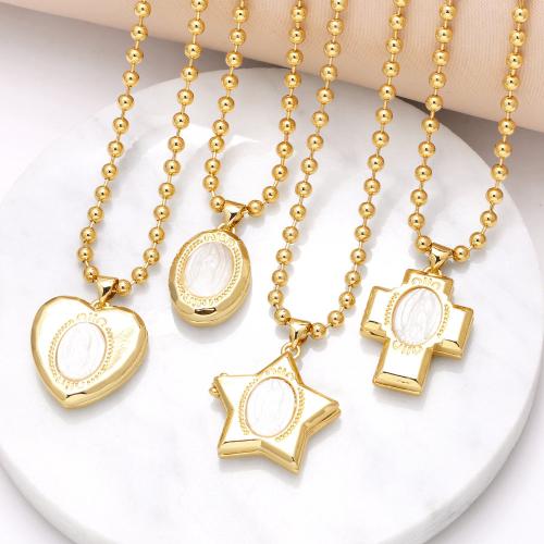 Brass Necklace, with Shell, with 5cm extender chain, gold color plated, fashion jewelry & different designs for choice, golden, nickel, lead & cadmium free, Length:41 cm, Sold By PC