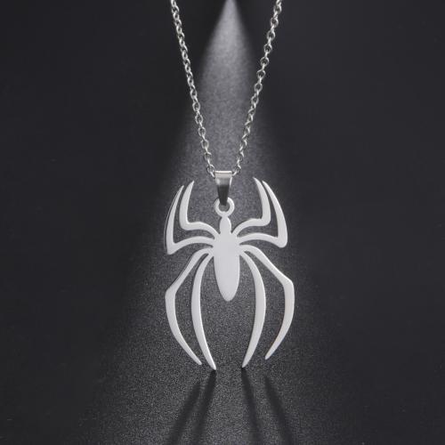 Stainless Steel Jewelry Necklace, 304 Stainless Steel, with 5cm extender chain, Spider, plated, fashion jewelry, more colors for choice, 24x38mm, Length:45 cm, Sold By PC