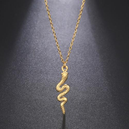 Stainless Steel Jewelry Necklace, 304 Stainless Steel, with 5cm extender chain, Snake, plated, fashion jewelry, more colors for choice, 30.60x8.30mm, Length:45 cm, Sold By PC