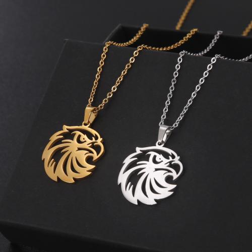 Stainless Steel Jewelry Necklace, 304 Stainless Steel, with 5cm extender chain, Eagle, plated, fashion jewelry, more colors for choice, 23.30x20.80mm, Length:45 cm, Sold By PC