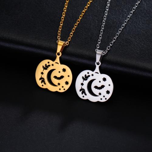 Stainless Steel Jewelry Necklace, 304 Stainless Steel, with 5cm extender chain, Pumpkin, plated, fashion jewelry, more colors for choice, 19.10x20.50mm, Length:45 cm, Sold By PC