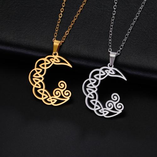 Stainless Steel Jewelry Necklace, 304 Stainless Steel, with 5cm extender chain, Moon, plated, fashion jewelry, more colors for choice, 27.10x21.60mm, Length:45 cm, Sold By PC