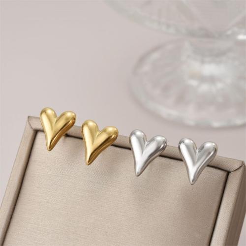 Stainless Steel Stud Earrings 304 Stainless Steel Heart plated fashion jewelry Sold By Pair