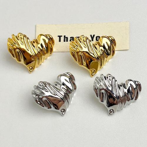 Tibetan Style Stud Earring, Heart, plated, fashion jewelry & for woman, more colors for choice, 32x27mm, Sold By Pair