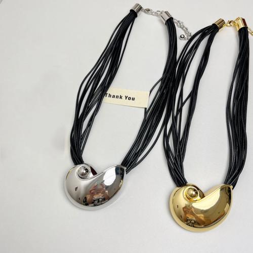 Tibetan Style Jewelry Necklace, with leather cord, with 11cm extender chain, Conch, plated, fashion jewelry & multilayer & for woman, more colors for choice, Length:Approx 50 cm, Sold By PC