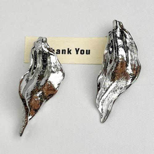 Tibetan Style Stud Earring, Leaf, plated, fashion jewelry & for woman, more colors for choice, 73x36mm, Sold By Pair