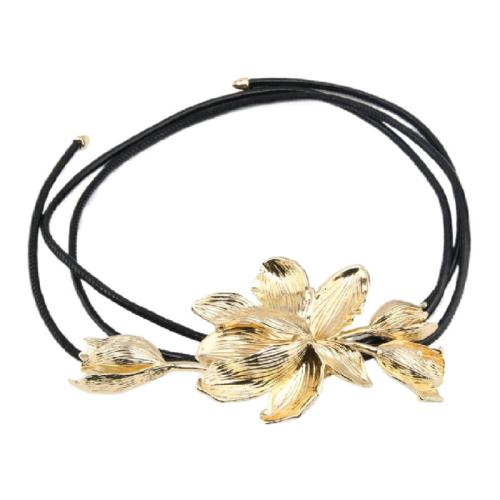 Bijoux chaîne de corps, alliage de zinc, avec cuir PU, fleur, Placage, bijoux de mode & pour femme, plus de couleurs à choisir, Longueur:Environ 220 cm, Vendu par PC