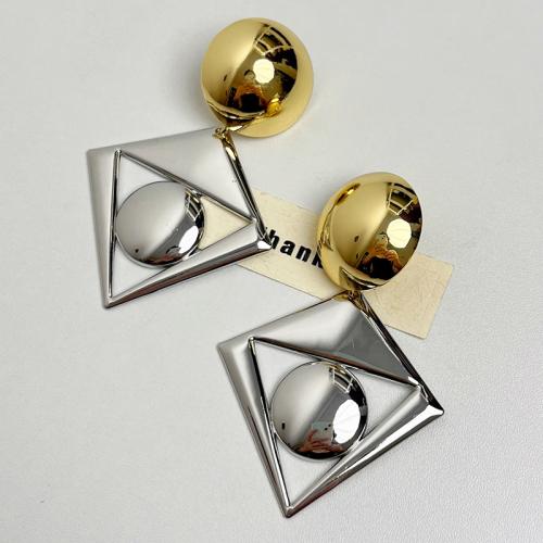 Lo zinco in lega Stud Earring, lega in zinco, Rhombus, placcato, gioielli di moda & stili diversi per la scelta & per la donna, argento, Venduto da coppia