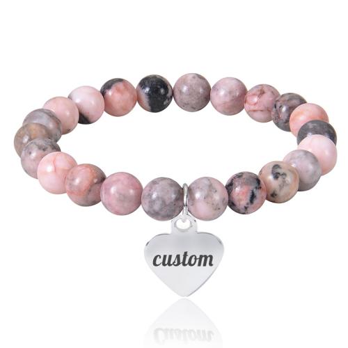 Gemstone Bracelets, 304 Stainless Steel, with Gemstone, handmade, different materials for choice & for woman, more colors for choice, Sold By PC