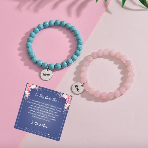 Bracelets de pierres précieuses, Acier inoxydable 304, avec pierre gemme, fait à la main, différents matériaux pour le choix & pour femme, plus de couleurs à choisir, Vendu par PC