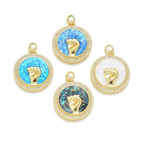 Cubic Zirconia Micro Pave Brass Pendant, with Opal, plated, DIY & micro pave cubic zirconia, more colors for choice, Sold By PC