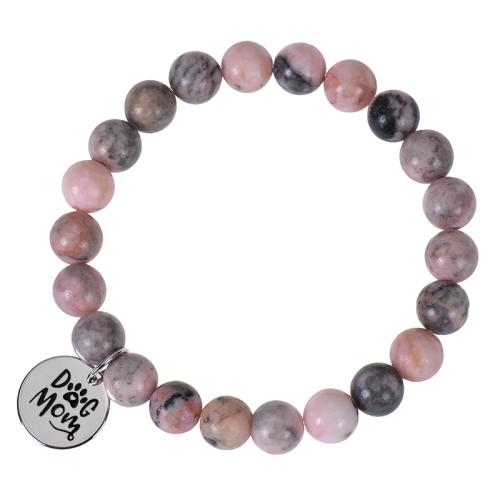 Gemstone Bracelets 304 Stainless Steel with Gemstone handmade Sold By PC