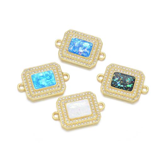 Cubic Zirconia Micro Pave Latão Connector, cobre, with Opala, banhado, DIY & micro pavimento em zircônia cúbica, Mais cores pare escolha, vendido por PC