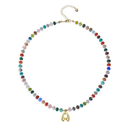 Natural Gemstone Necklace, Brass, with Gemstone, handmade, different styles for choice & for woman, multi-colored, Sold By PC