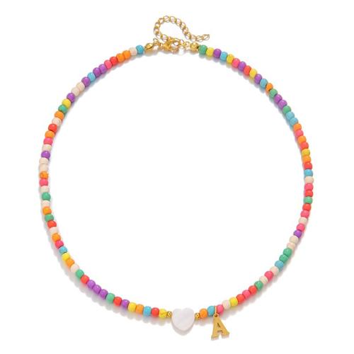 Collier bijoux de pierre gemme, Acier inoxydable 304, avec Pierre naturelle & turquoise & coquille, fait à la main, styles différents pour le choix & pour femme, multicolore, Vendu par PC