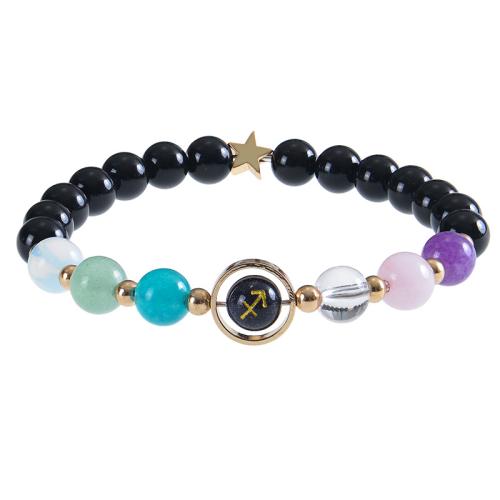 Gemstone Bracelets, 304 Stainless Steel, with Gemstone, handmade, different styles for choice & for woman, black, Sold By PC