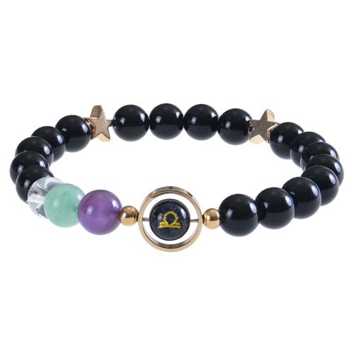 Gemstone Bracciali, 304 acciaio inox, with pietra preziosa, fatto a mano, stili diversi per la scelta & per la donna, nero, Venduto da PC