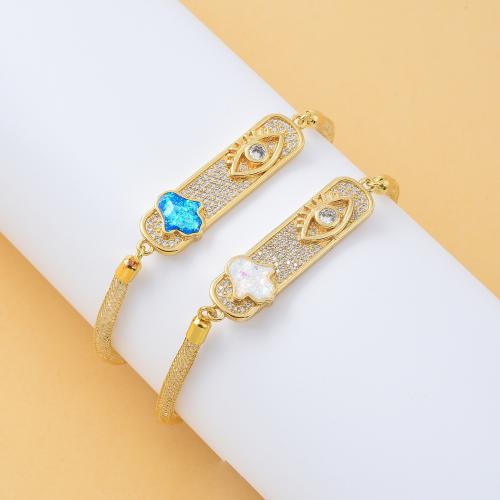 Cubic Zirconia Micro Pave Brass Bracelet, with Opal, plated, micro pave cubic zirconia & for woman, more colors for choice, Sold By PC