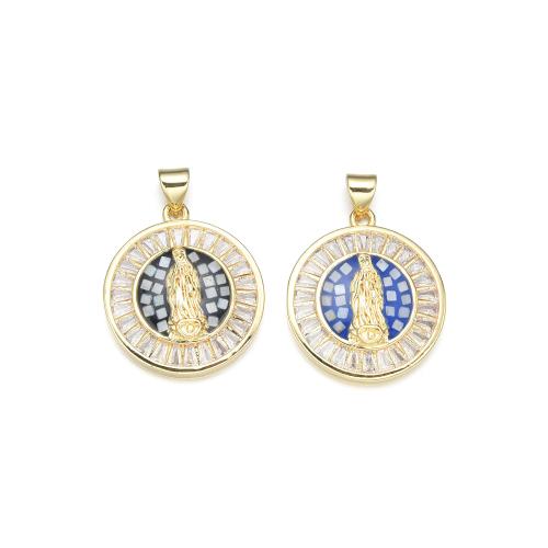 Cubic Zirconia Micro Pave Brass Pendant, with Shell, plated, DIY & micro pave cubic zirconia & enamel, more colors for choice, Sold By PC