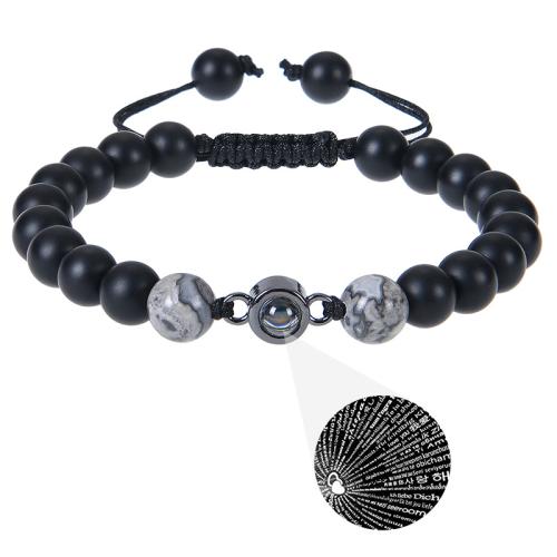 acero inoxidable 304 Pulsera de proyección en miniatura, con Cordón de cera & Piedras preciosas, hecho a mano, diferentes estilos para la opción & para mujer, más colores para la opción, Vendido por UD