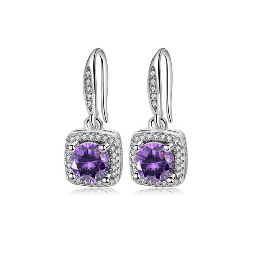 Boucles d'oreilles en laiton zircon cubique pavent, Placage, pavé de micro zircon & pour femme, plus de couleurs à choisir, 9.60x22.60mm, Vendu par paire