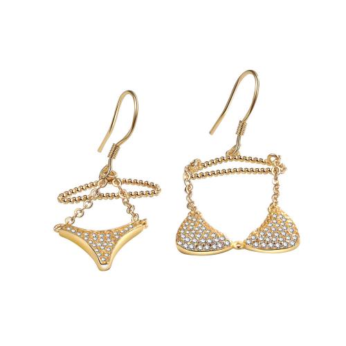 Cubic Zirconia Micro Pave Brass Earring plated micro pave cubic zirconia & for woman Sold By Pair