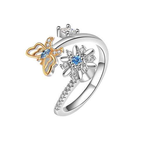 Cubique anneau en laiton Circonia Micro Pave, Placage, pavé de micro zircon & pour femme, couleur platine, Vendu par PC