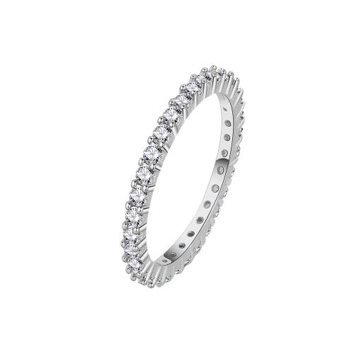 Cubic Zirconia Micro Pave Brass Ring plated & micro pave cubic zirconia & for woman platinum color Sold By PC