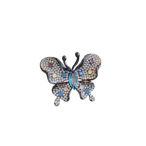 Zinc Alloy Brooches plated for woman & with rhinestone black Sold By PC