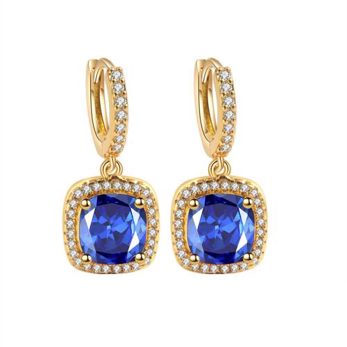 Boucles d'oreilles en laiton zircon cubique pavent, Placage, pavé de micro zircon & pour femme, plus de couleurs à choisir, 11.20x24.20mm, Vendu par paire