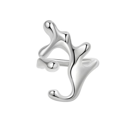 Brass Finger Ring, plated, for woman, platinum color, Sold By PC